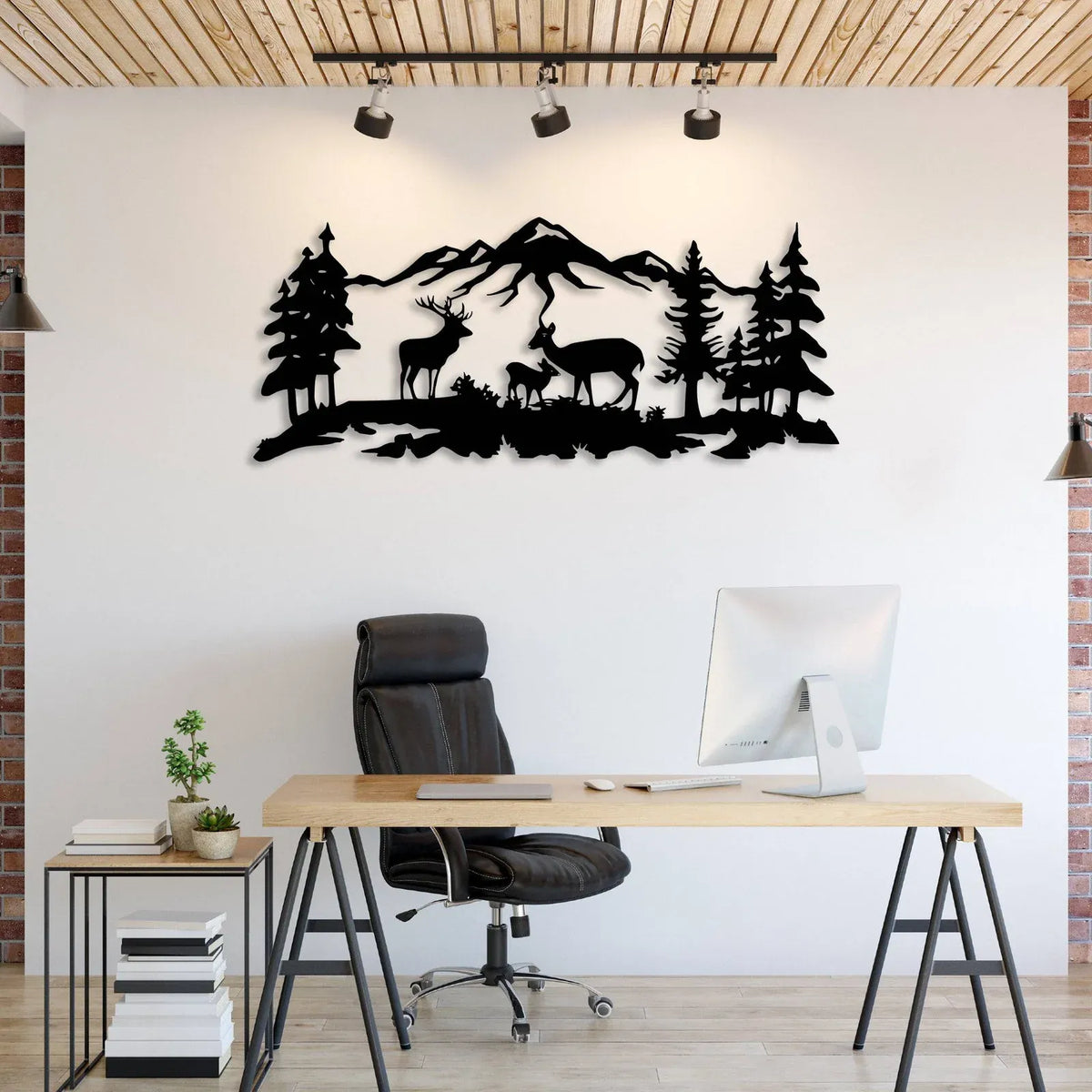 Deer Grazing Metal Wall Art