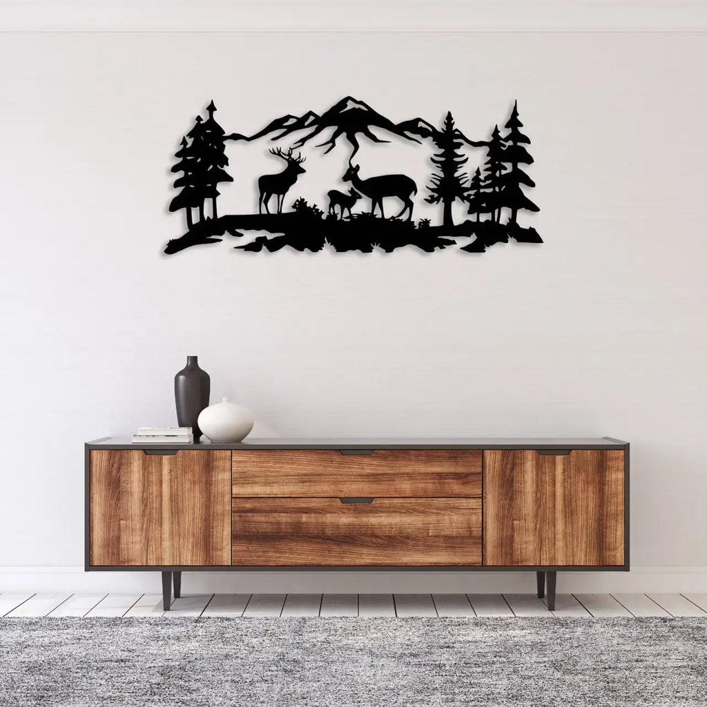 Deer Grazing Metal Wall Art