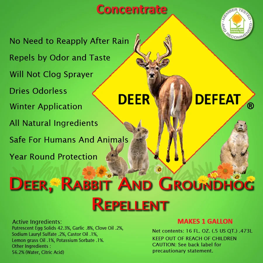 Deer Repellent for Plants, 16 oz Concentrate for Deer, Rabbits and Groundhogs with 2,000 sq. ft. Coverage