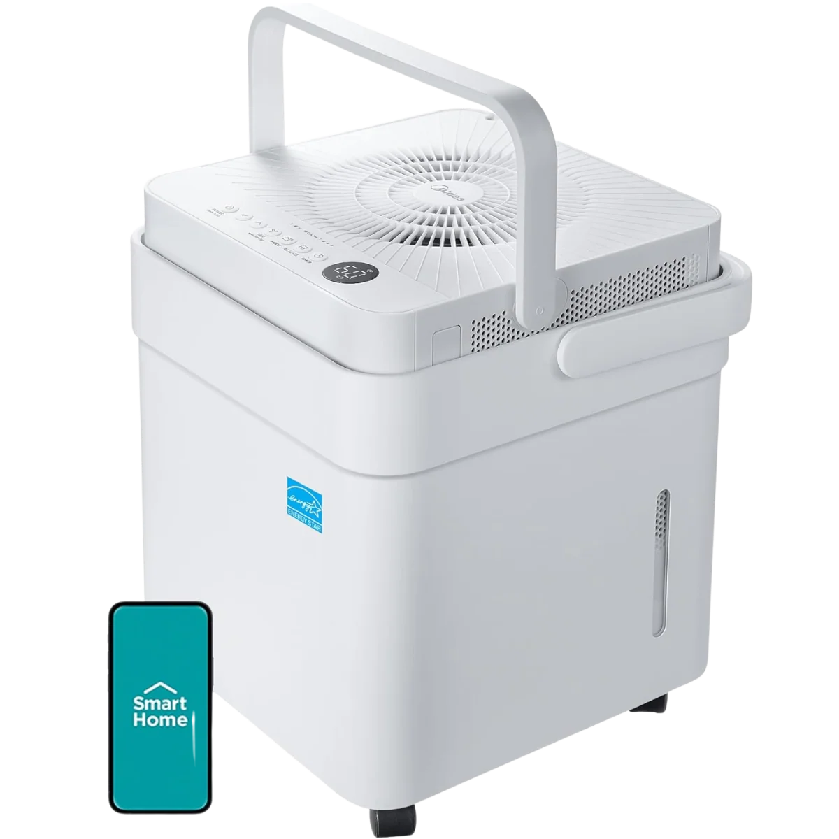 Dehumidifier for Large Spaces with 50 Pint Daily Moisture Removal, Wi-Fi Control, Lift-and-Twist Design — No Pump / With Pump