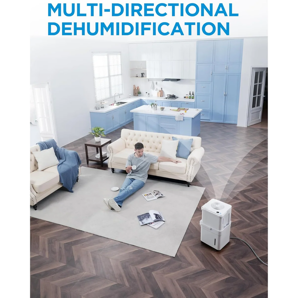 Dehumidifier for Large Spaces with 50 Pint Daily Moisture Removal, Wi-Fi Control, Lift-and-Twist Design and Pump