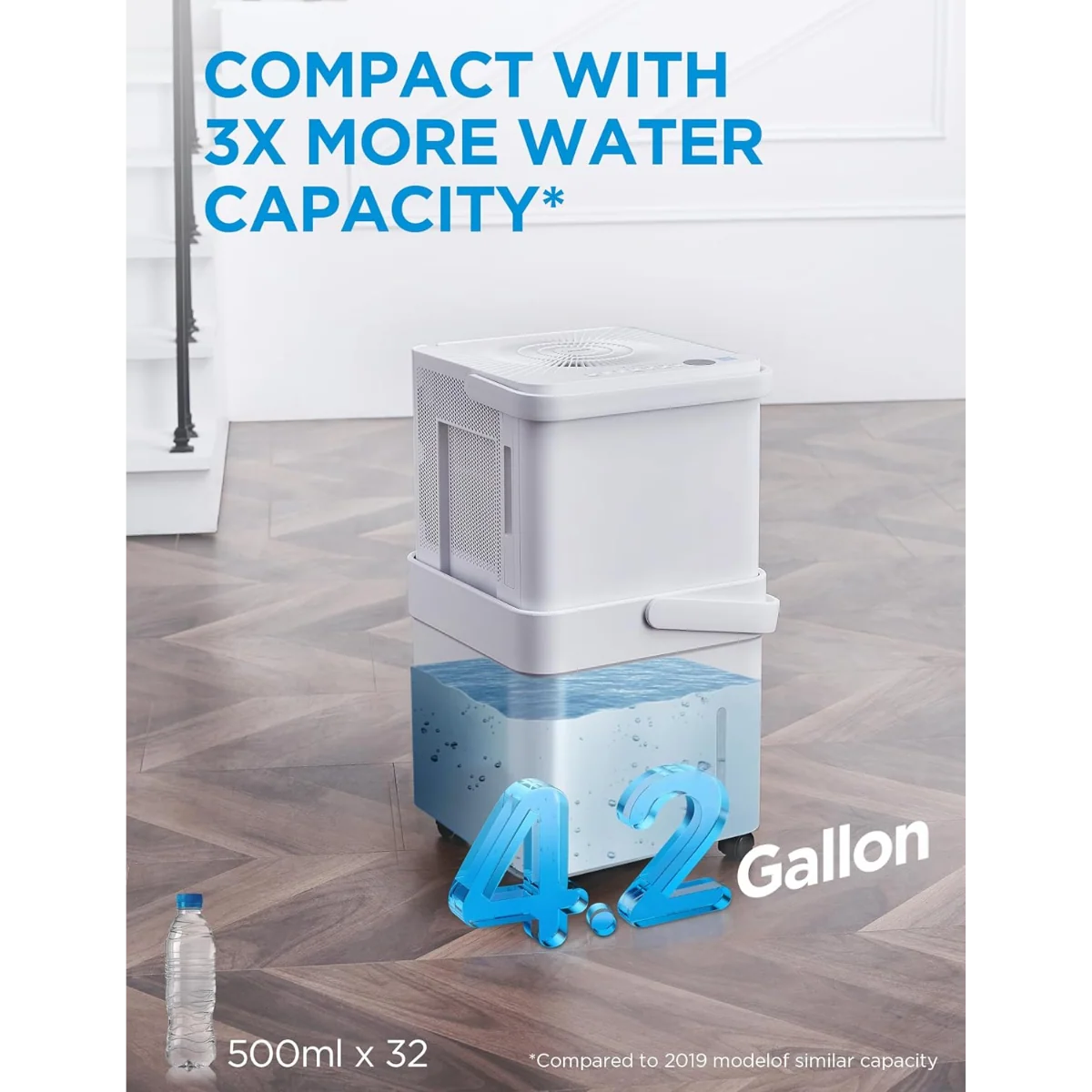 Dehumidifier for Large Spaces with 50 Pint Daily Moisture Removal, Wi-Fi Control, Lift-and-Twist Design and Pump