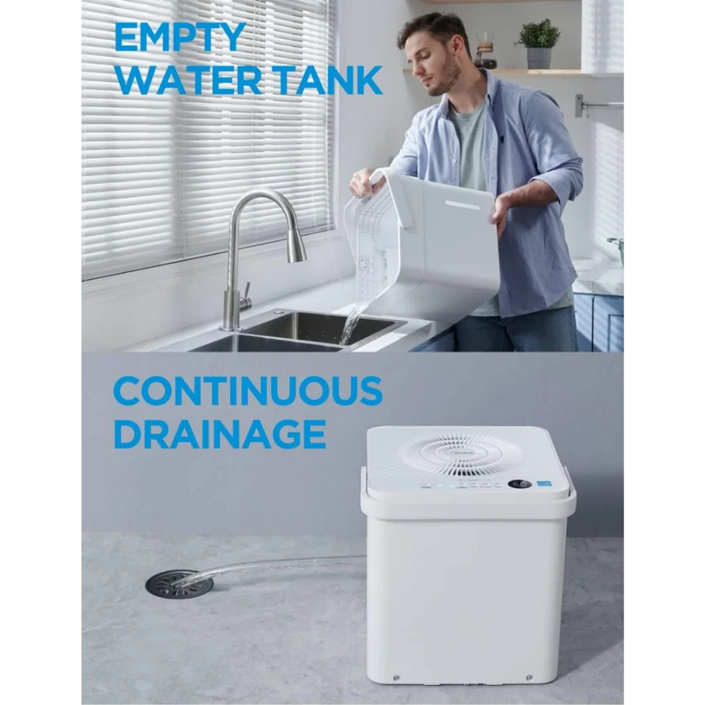 Dehumidifier for Large Spaces with 50 Pint Daily Moisture Removal, Wi-Fi Control, Lift-and-Twist Design and Pump