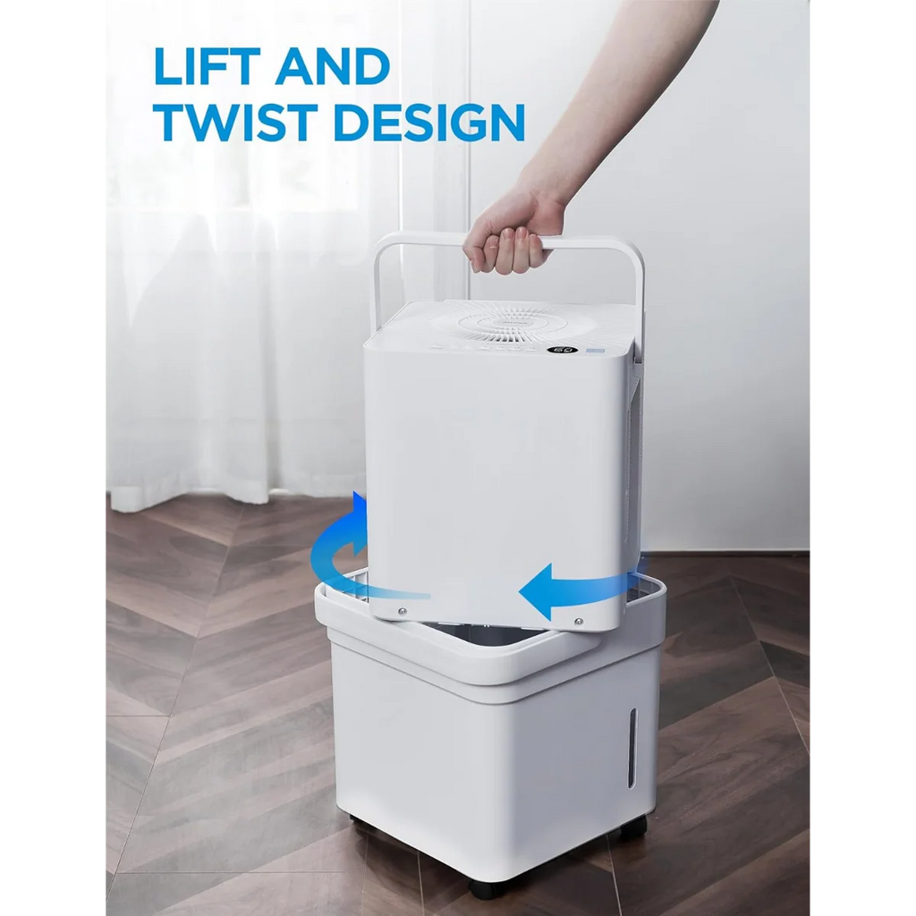 Dehumidifier for Large Spaces with 50 Pint Daily Moisture Removal, Wi-Fi Control, Lift-and-Twist Design and Pump