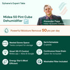 Dehumidifier for Large Spaces with 50 Pint Daily Moisture Removal, Wi-Fi Control, Lift-and-Twist Design and Pump