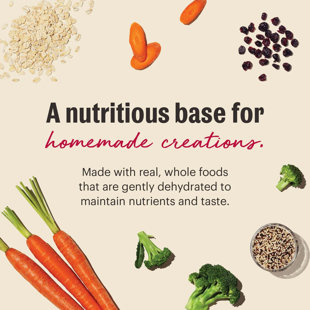 Dehydrated Dog Food Base Mix with Whole Grain, Vegetables and Fruit for Warm-Water Meal Preparation