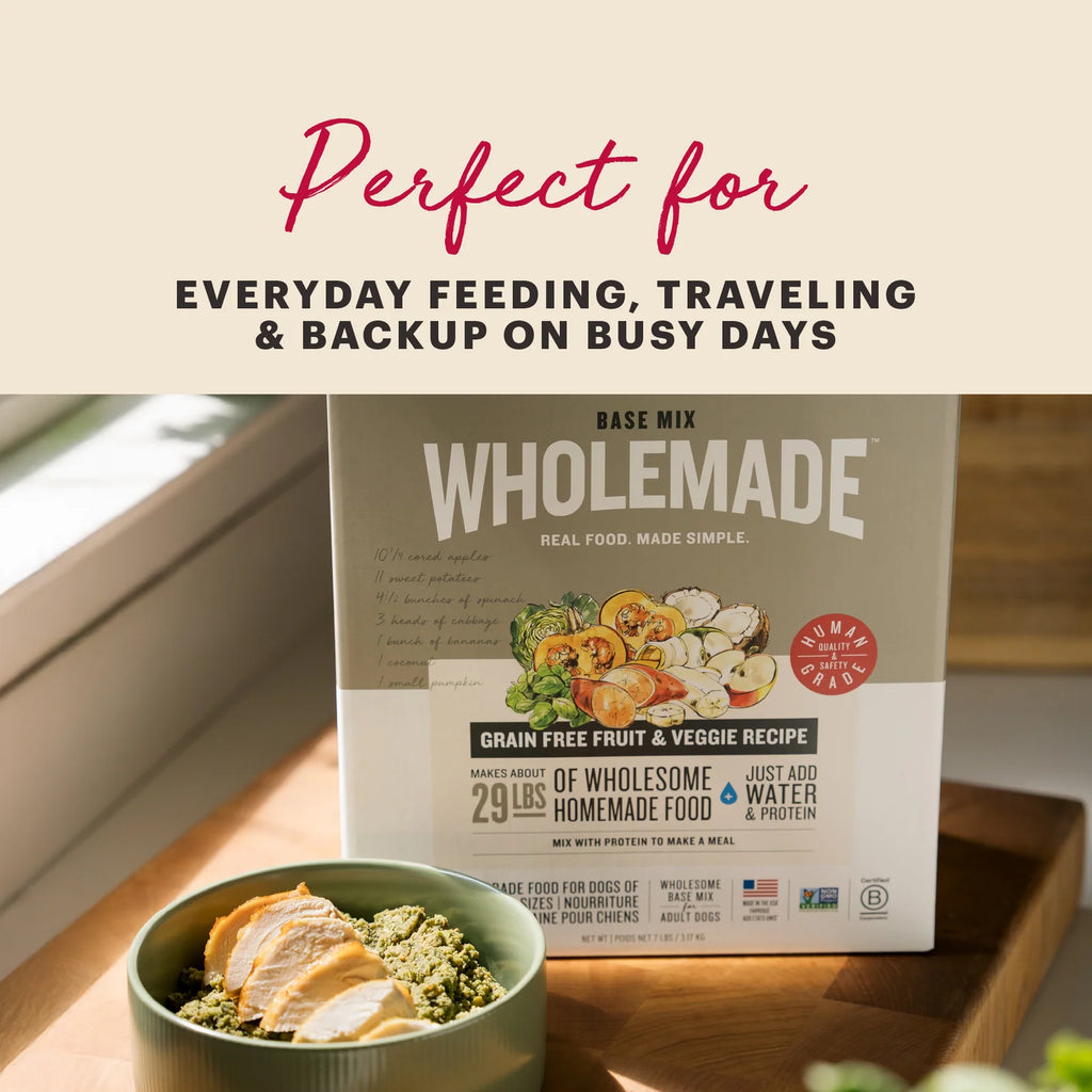 Dehydrated Dog Food Base Mix with Whole Grain, Vegetables and Fruit for Warm-Water Meal Preparation