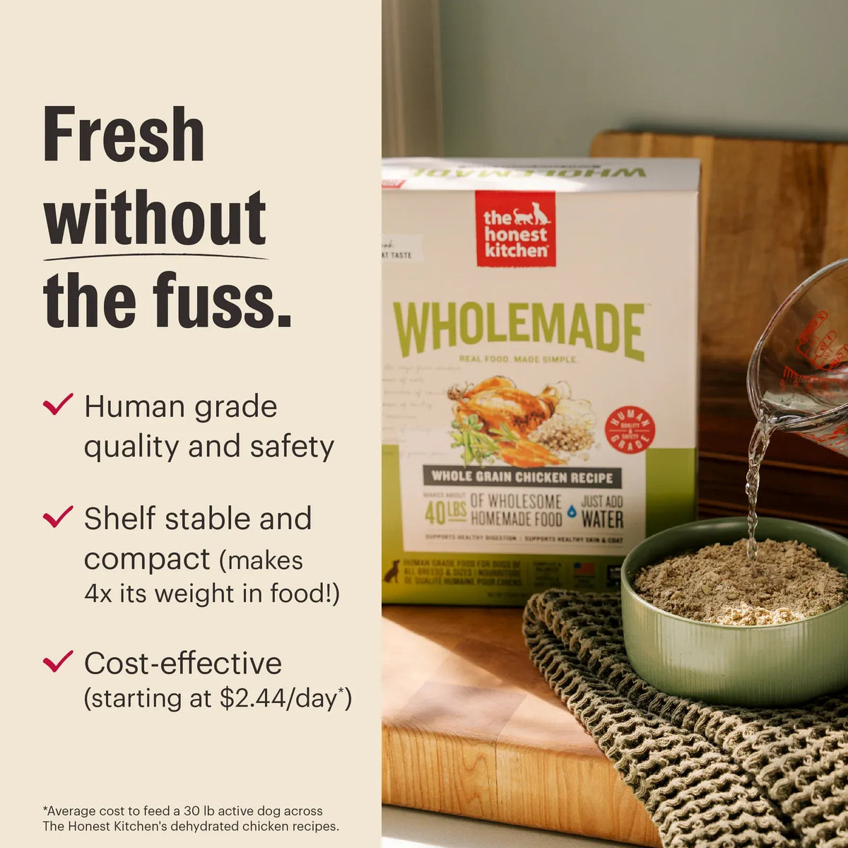 Dehydrated Grain Free Beef Dog Food for Complete Meals, Toppers, or Enrichment Serving in Four Sizes