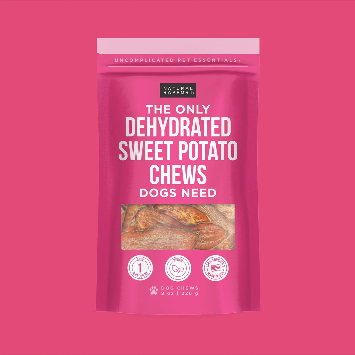 Dehydrated Sweet Potato Dog Treats, 8 oz