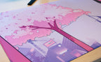 Desk Mat Featuring Sakura Pippi Line Art in Antimicrobial Fabric, 12 x 36 Inches and 4 mm Thick