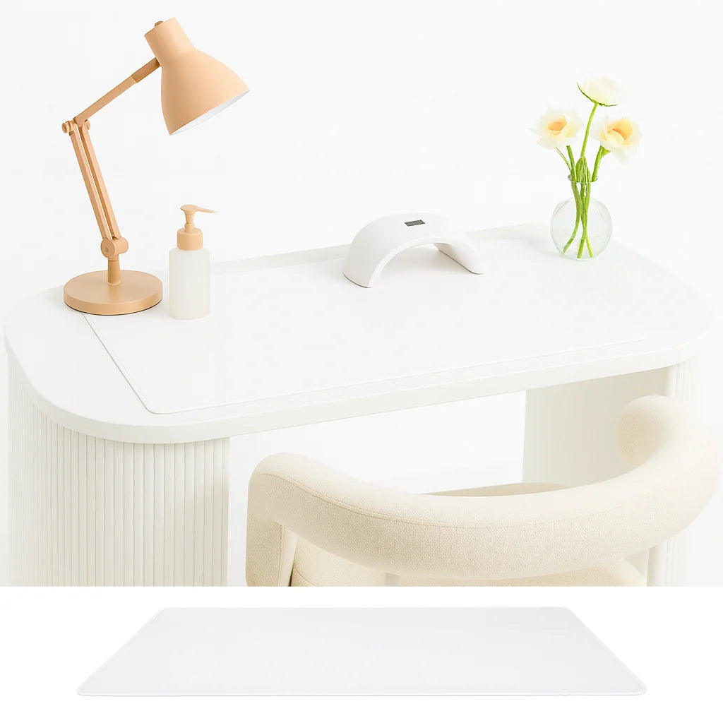 Desk Pad Mat 80 x 40 cm PVC Work Surface Protector with Color for Desks and Tables · 80 x 40 cm work surface — White