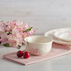 Dessert Bowls in Tea Rose Floral Stoneware, Set of 4