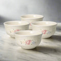 Dessert Bowls in Tea Rose Floral Stoneware, Set of 4