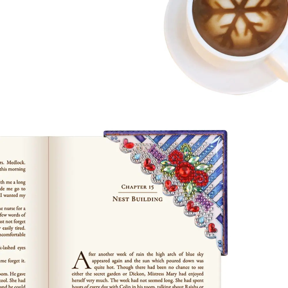 Diamond Painting Corner Bookmarks in a Set of 4 Triangle Designs to Complete and Use While Reading