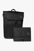 Diaper Backpack and Changing Wallet Bundle in Mid(dle of the)night Black with 10 Pockets and Packing Pouches