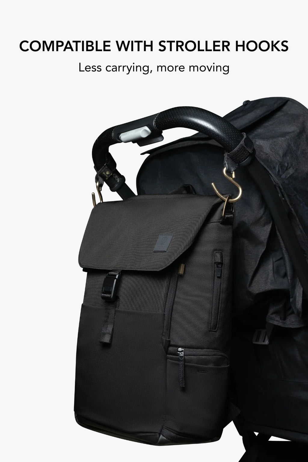 Diaper Backpack and Changing Wallet Bundle in Mid(dle of the)night Black with 10 Pockets and Packing Pouches