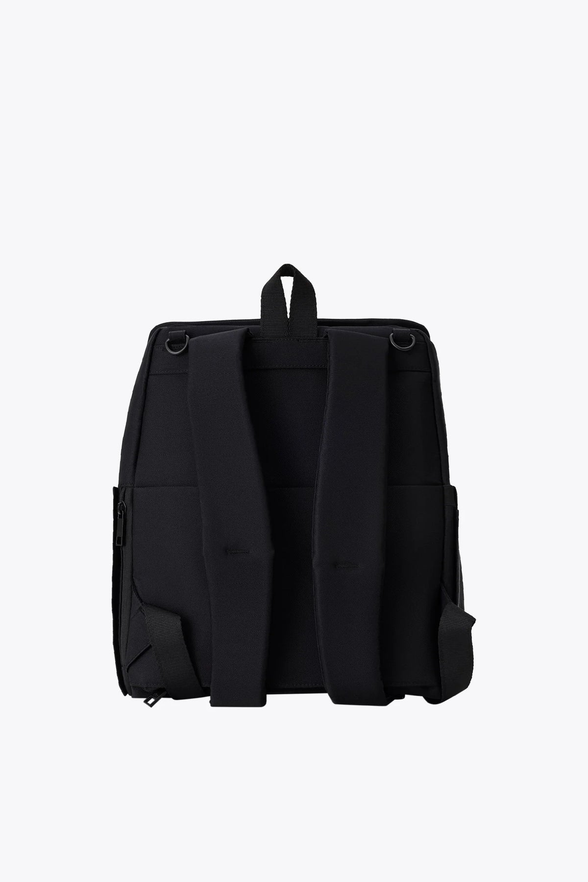 Diaper Backpack in Black Nylon for Everyday Carry with a Magnetic Wipes Pocket and Removable Stroller Straps