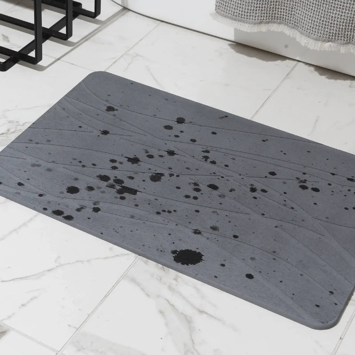 Diatomaceous Earth Stone Bath Mat in Graphite Grey for Quick Drying After Showers and Everyday Baths
