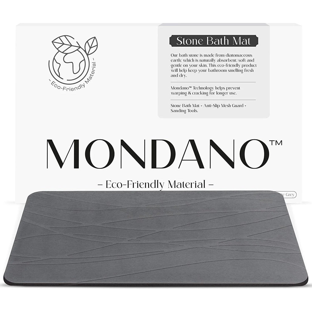 Diatomaceous Earth Stone Bath Mat in Graphite Grey for Quick Drying After Showers and Everyday Baths