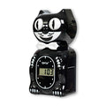 Digital Cat Alarm Clock in Black with Sun-Activated Rolling Eyes for a Windowsill, Desk or Shelf