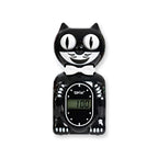 Digital Cat Alarm Clock in Black with Sun-Activated Rolling Eyes for a Windowsill, Desk or Shelf
