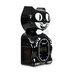 Digital Cat Alarm Clock in Black with Sun-Activated Rolling Eyes for a Windowsill, Desk or Shelf