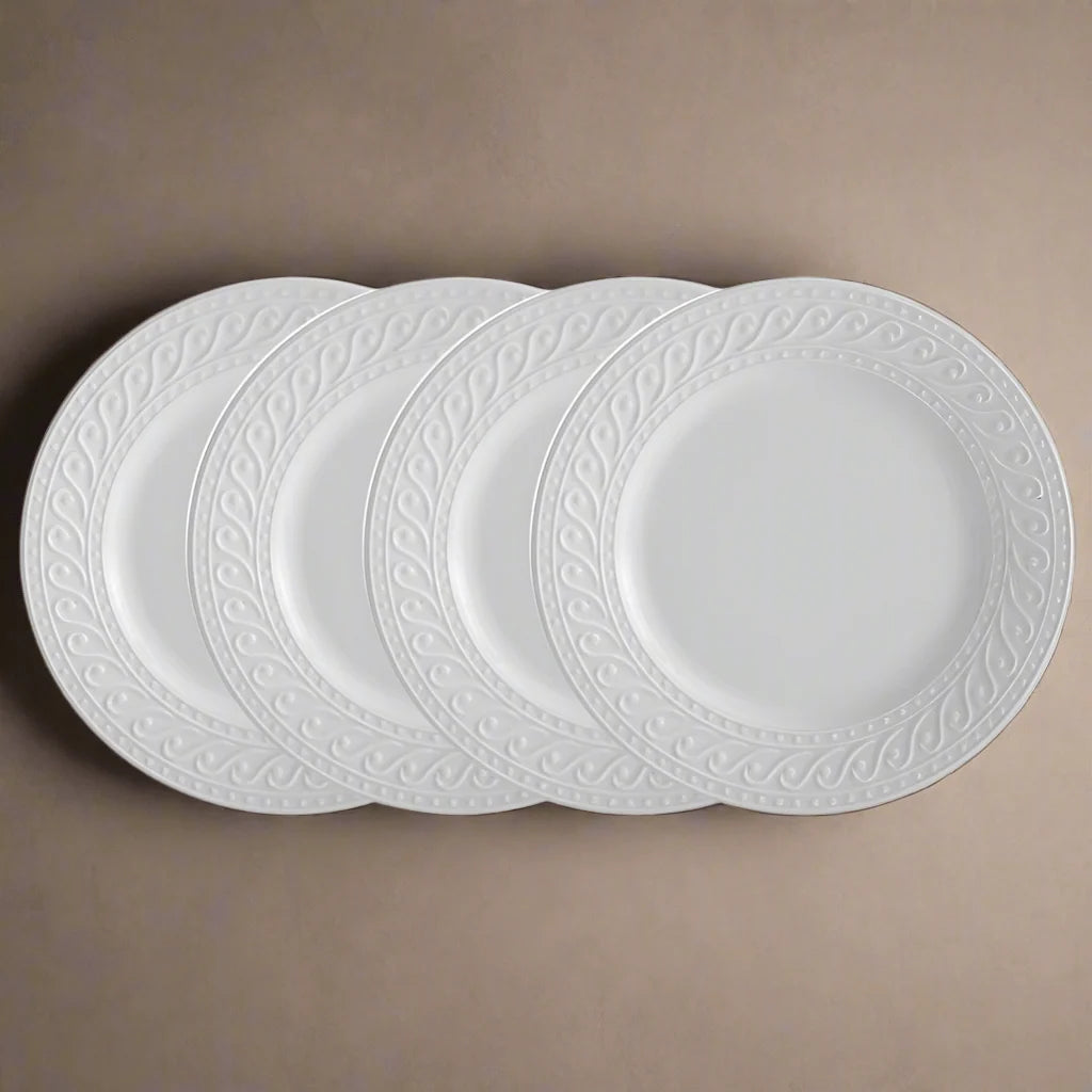 Dinner Plates in White Porcelain, Set of 4