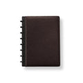 Discbound Leather Notebook with Fold-Back Cover, Card Pockets, Pen Loop and Junior to Letter Sizes — Mocha / Junior