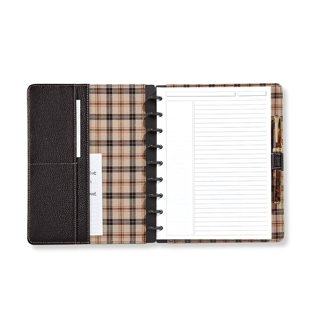 Discbound Leather Notebook with Fold-Back Cover, Card Pockets, Pen Loop and Junior to Letter Sizes