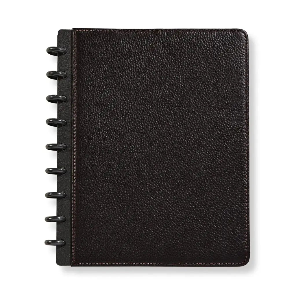 Discbound Leather Notebook with Fold-Back Cover, Card Pockets, Pen Loop and Junior to Letter Sizes
