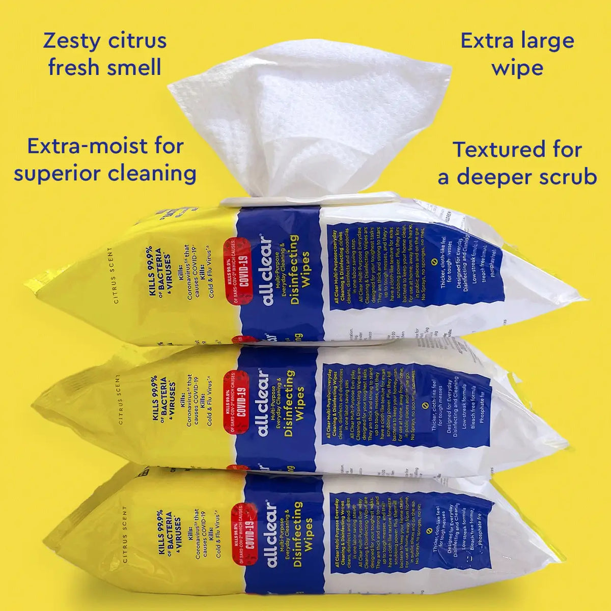 Disinfecting Wipes for Everyday Surface Cleaning, 80 Count per Pack with a Moisture-Lock Lid
