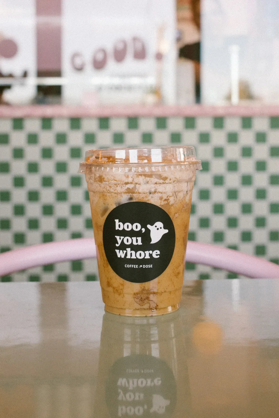 Disposable Cups with Lids, 12-Piece Party Pack, Printed Conversation Designs for Iced Coffee and Cold Drinks — Boo, You Whore