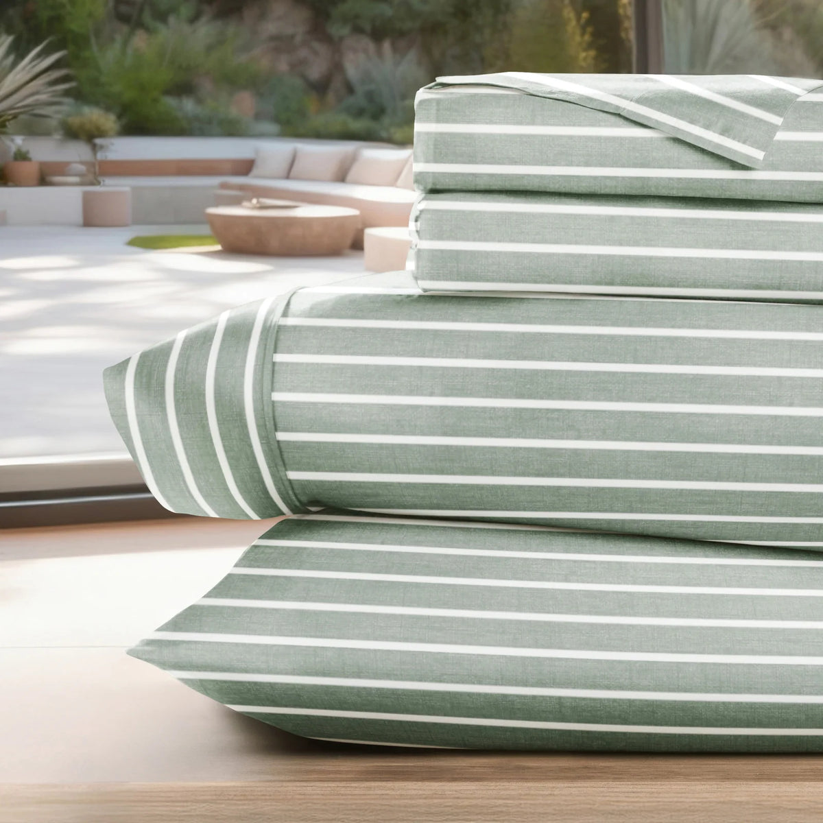 Distressed Awning St — Twin / Eucalyptus / Distressed Awning Stripe / Full / Eucalyptus / Distressed Awning Stripe / Queen / 