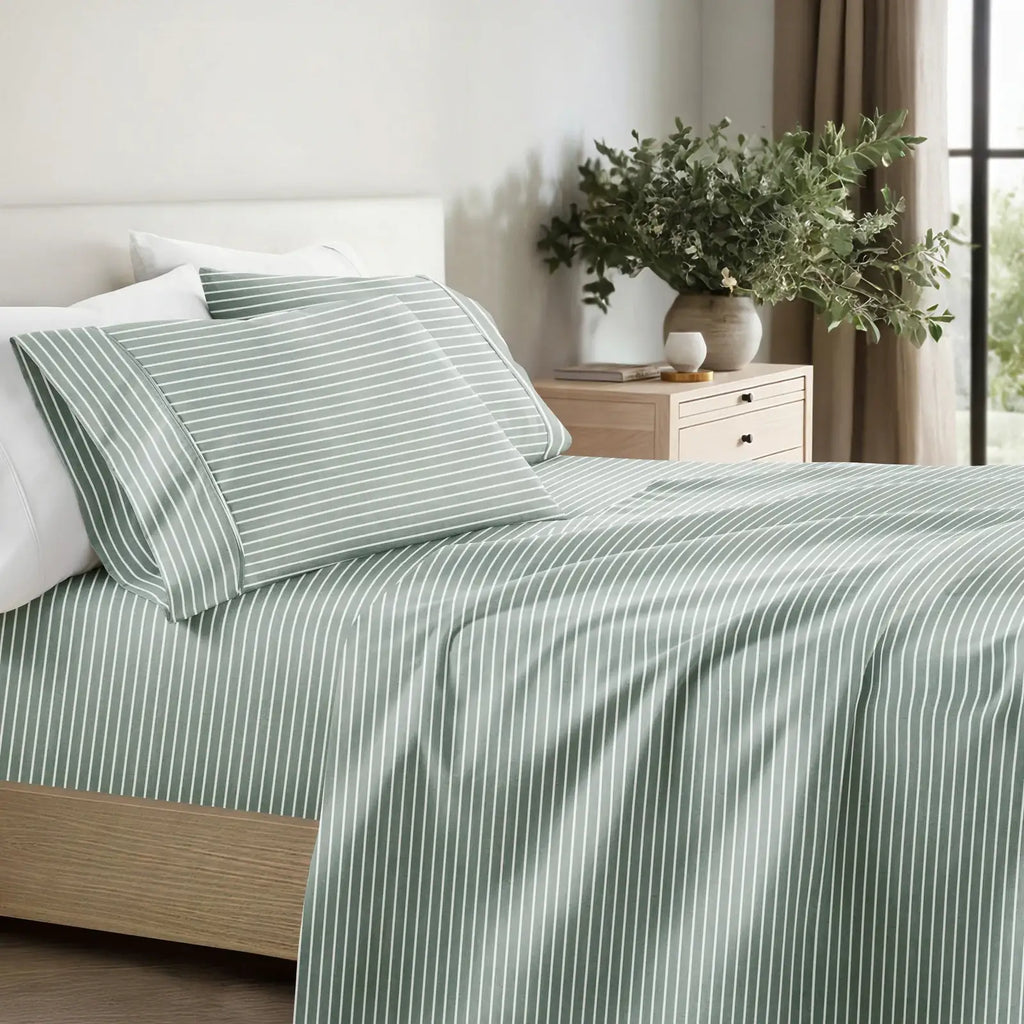 Distressed Awning Stripe 4-Piece Microfiber Sheet Set in Twin to California King Sizes · Bed Sheets