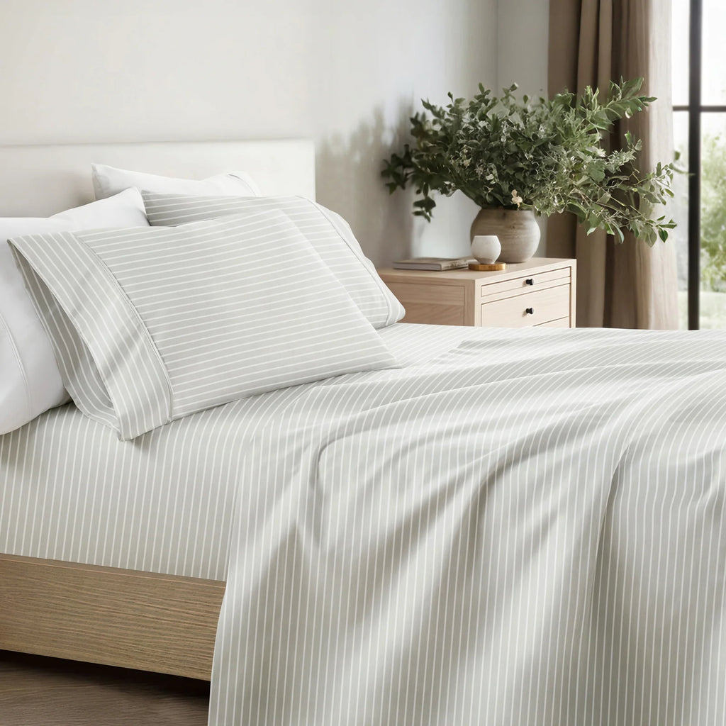 Distressed Awning Stripe 4-Piece Microfiber Sheet Set in Twin to California King Sizes · Bed Sheets