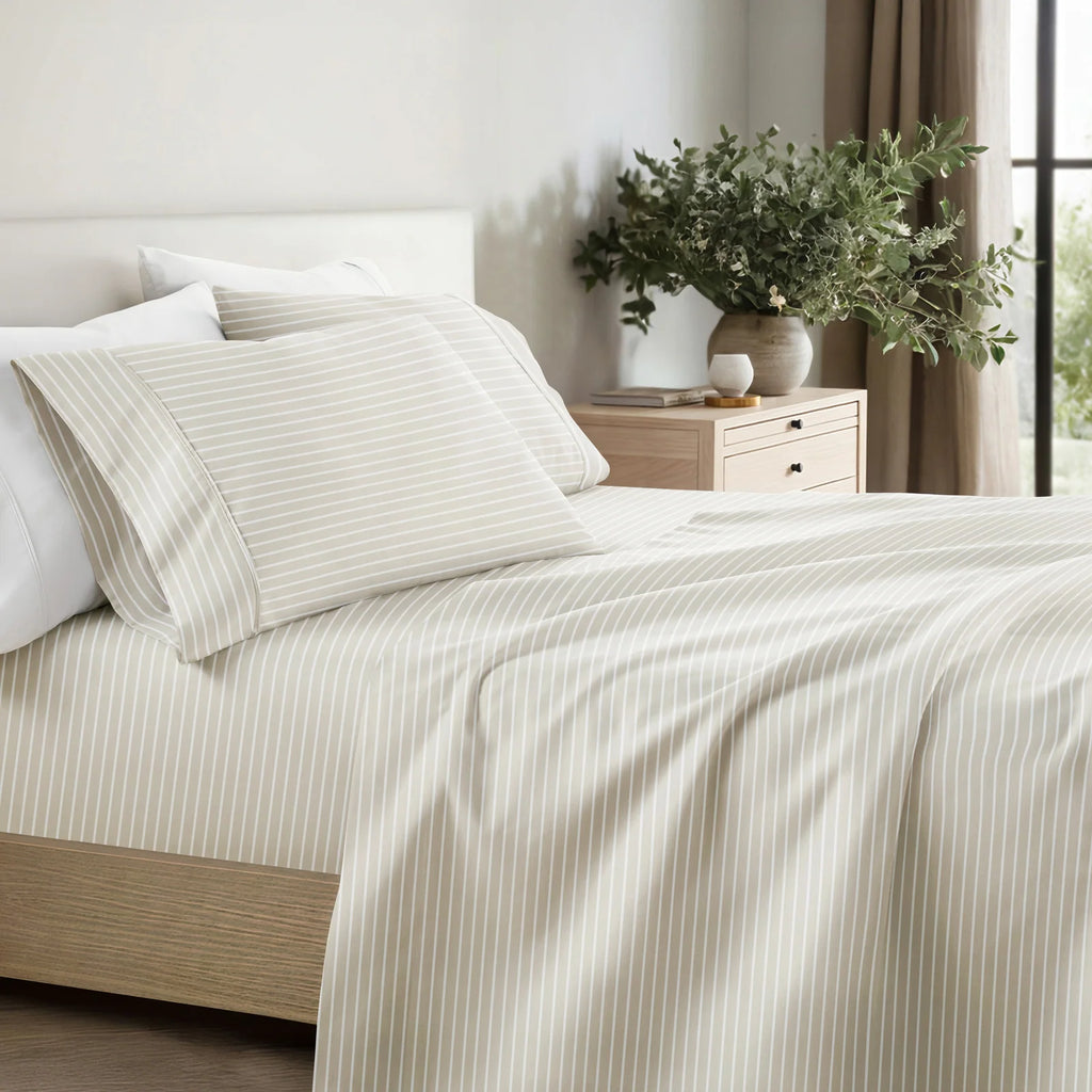 Distressed Awning Stripe 4-Piece Microfiber Sheet Set in Twin to California King Sizes · Bed Sheets