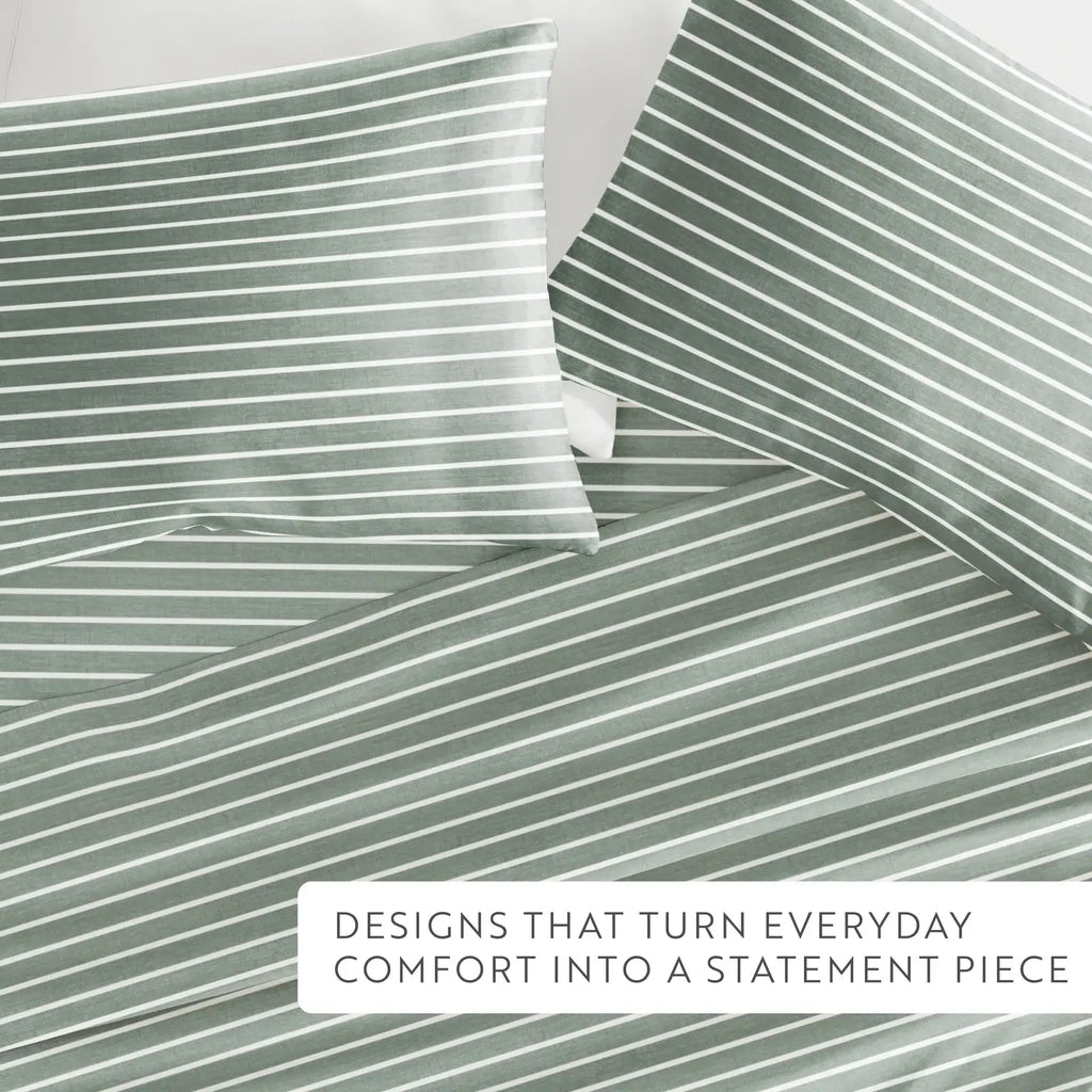 Distressed Awning Stripe 4-Piece Microfiber Sheet Set in Twin to California King Sizes · Bed Sheets