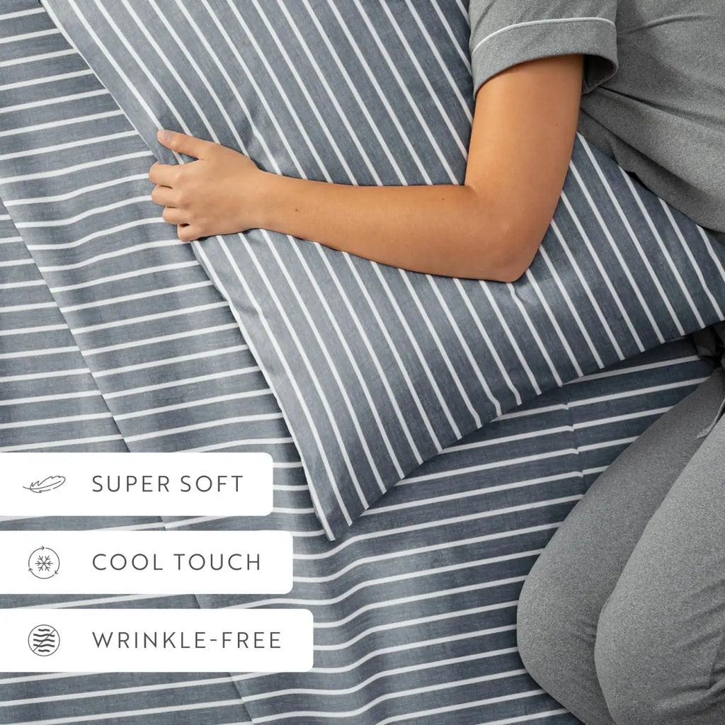 Distressed Awning Stripe 4-Piece Microfiber Sheet Set in Twin to California King Sizes · Bed Sheets