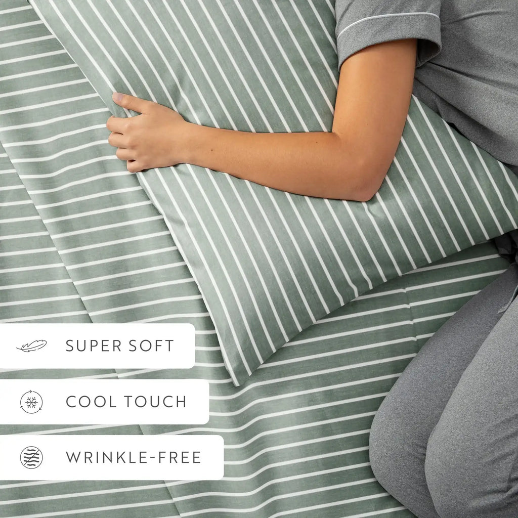 Distressed Awning Stripe 4-Piece Microfiber Sheet Set in Twin to California King Sizes · Bed Sheets