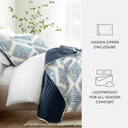 Distressed Diamond Reversible Quilted Coverlet Set in Navy