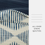 Distressed Diamond Reversible Quilted Coverlet Set in Navy