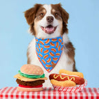 Dog Bandana with Triangle-Tie Shape, Red Merrow Hem and Three Neck Sizes for Everyday Wear