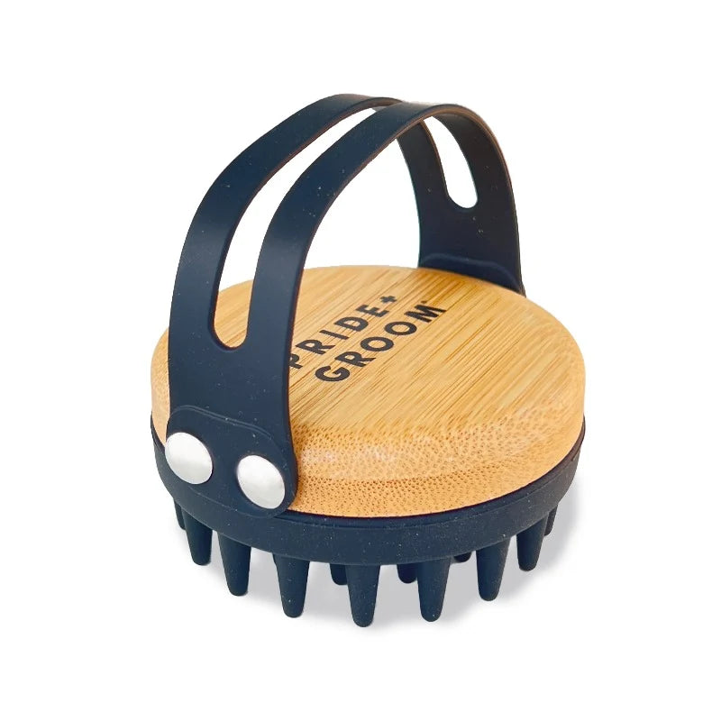 Dog Bath Brush with Flexible Silicone Bristles and a Comfortable Hand Strap for Wet and Dry Grooming