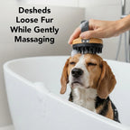 Dog Bath Brush with Flexible Silicone Bristles and a Comfortable Hand Strap for Wet and Dry Grooming
