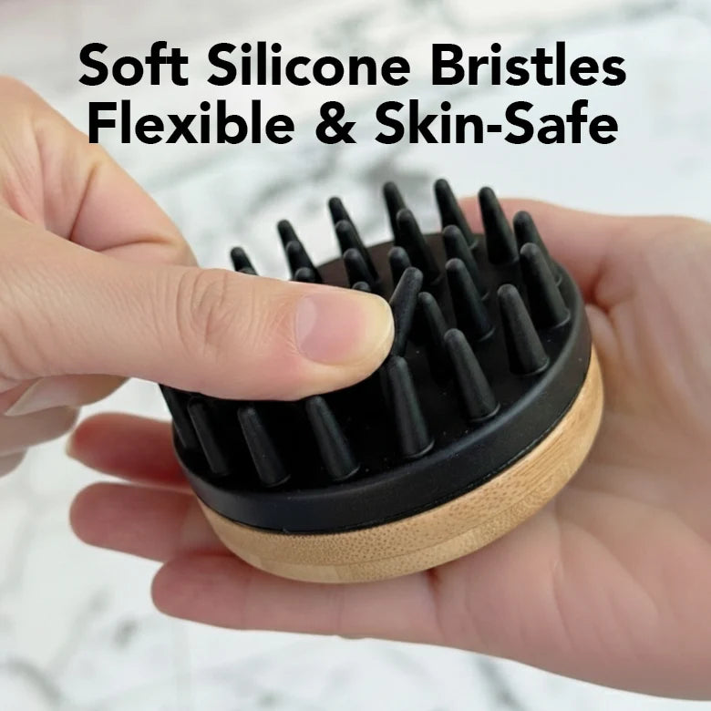 Dog Bath Brush with Flexible Silicone Bristles and a Comfortable Hand Strap for Wet and Dry Grooming