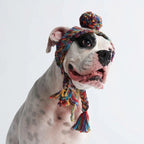Dog Beanie Hat with Ear Openings, Toggle Fit and Pom Pom Design for Warm, Comfortable Chilly-Day Wear