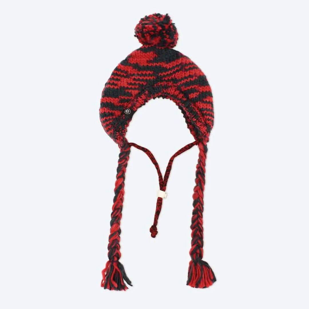 Dog Beanie Hat with Ear Openings, Toggle Fit and Pom Pom Design for Warm, Comfortable Chilly-Day Wear