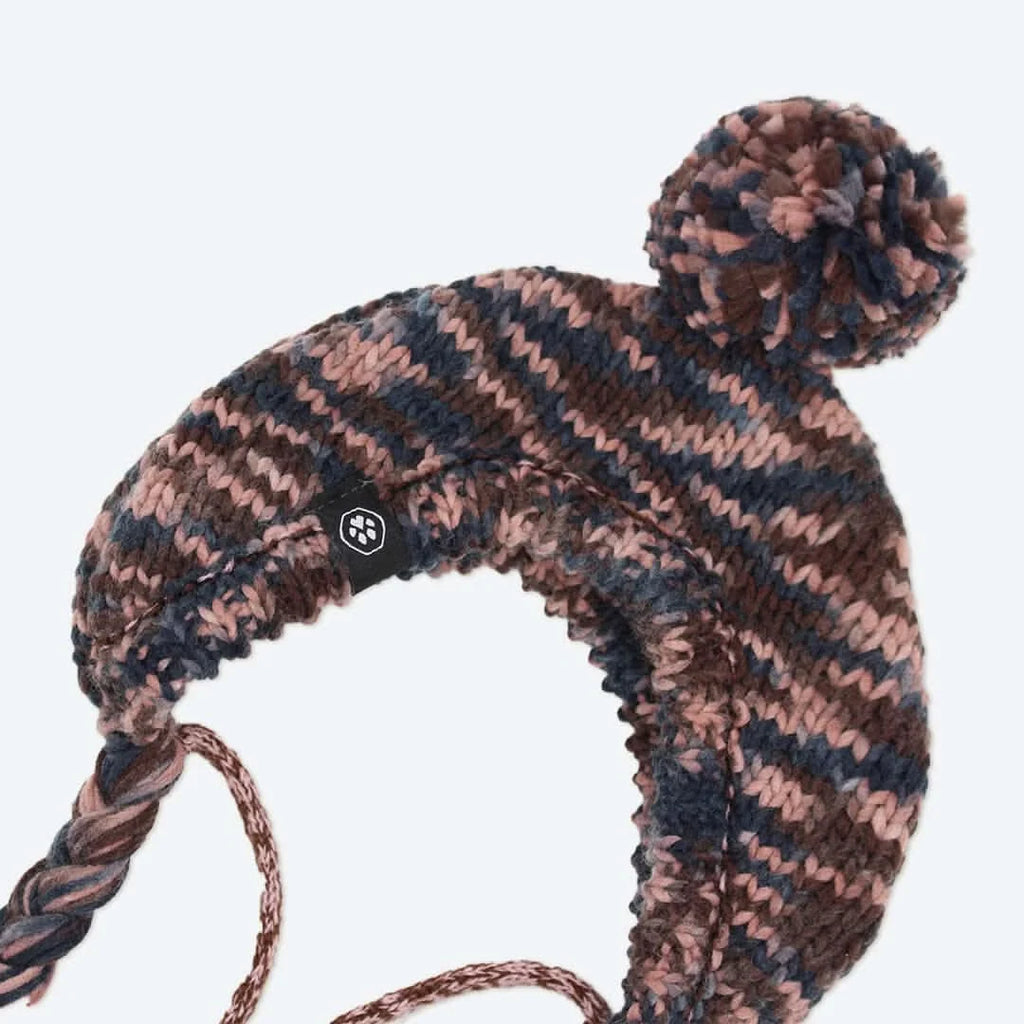 Dog Beanie Hat with Ear Openings, Toggle Fit and Pom Pom Design for Warm, Comfortable Chilly-Day Wear