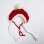 Dog Beanie Hat with Ear Openings, Toggle Fit and Pom Pom Design for Warm, Comfortable Chilly-Day Wear