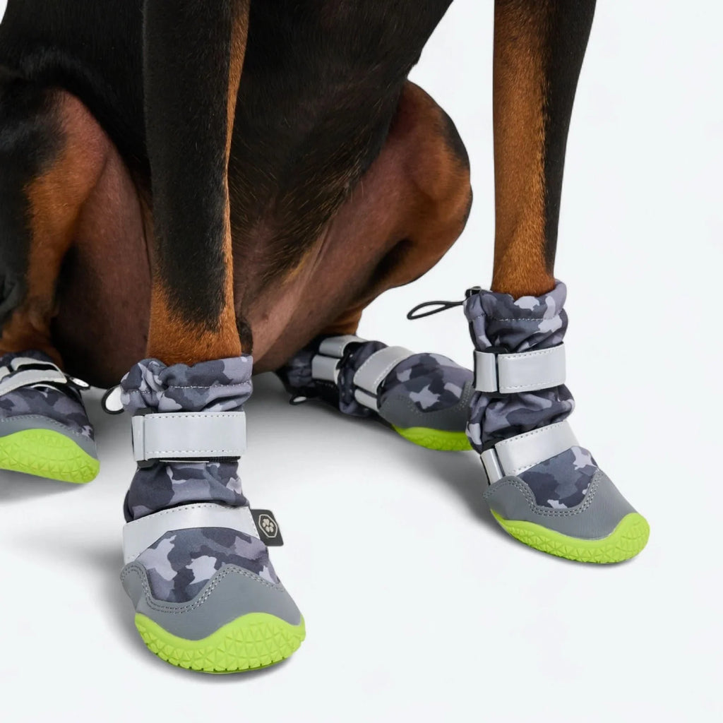 Dog Boots with Water-Resistant Exterior, Reflective Straps and Secure Velcro Fit for Snow, Salt and Rough Ground